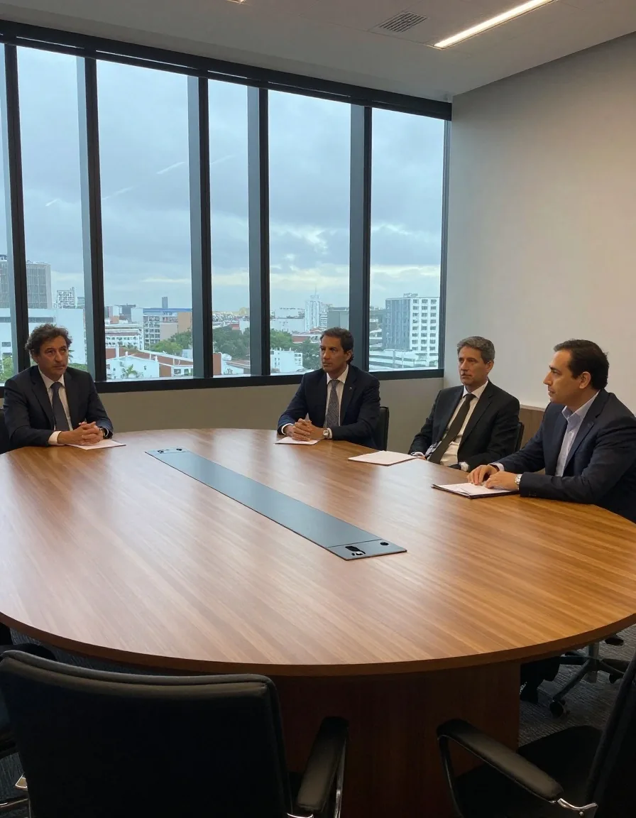 Reunión de trabajo en inglés con gráficos impresos