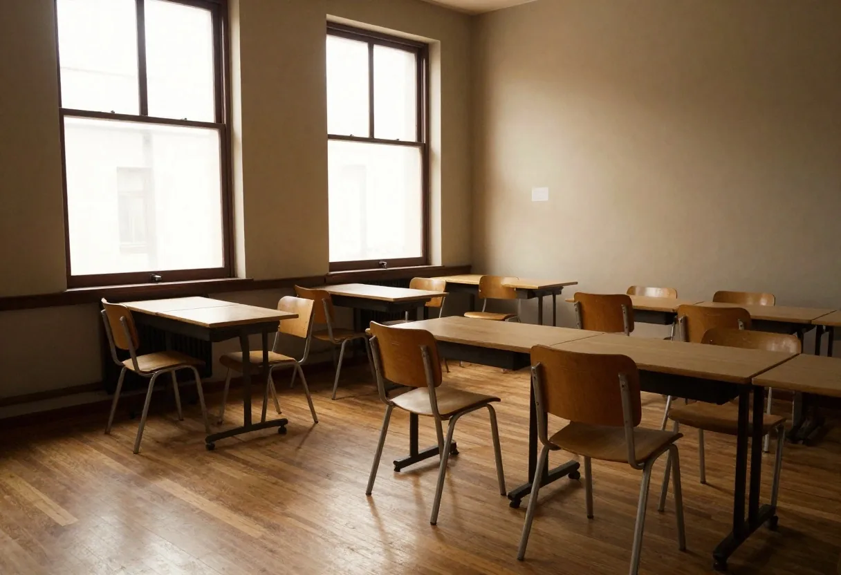 Aula presencial en Buenos Aires con luz lateral