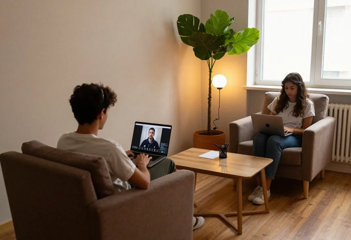 Docente dando clase de inglés online en vivo