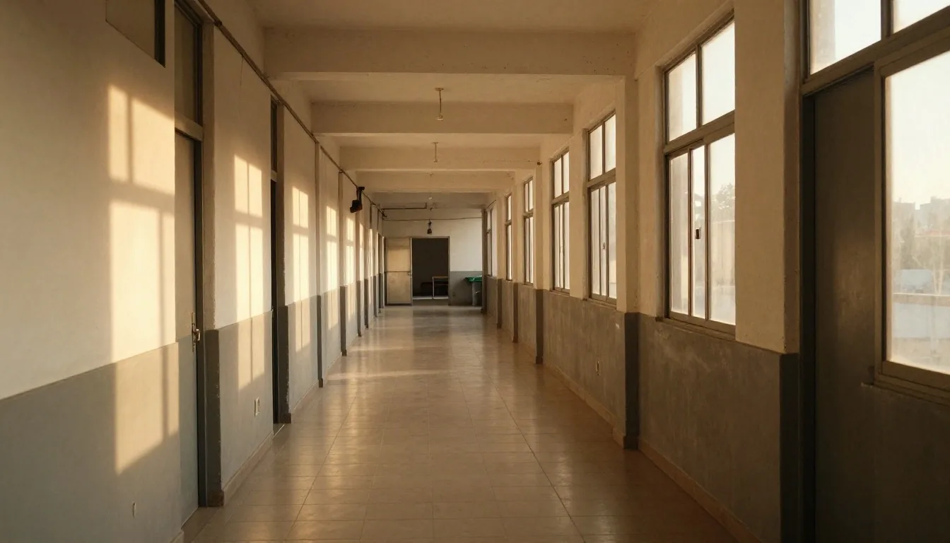Panorama del aula con luz de tarde