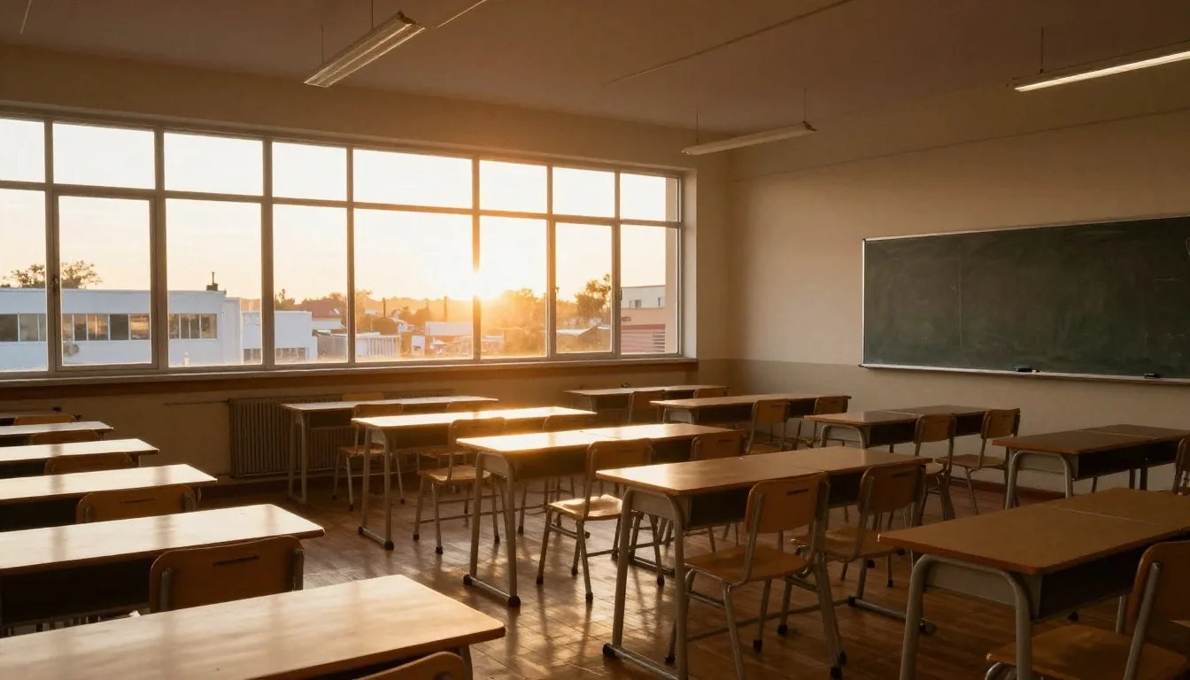 Panorama de aula al atardecer